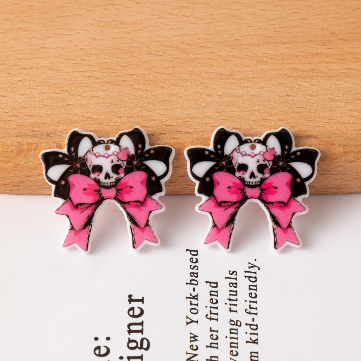Wholesale Halloween Skull Charm Bow Tie Ribbon Accessories FlatBack